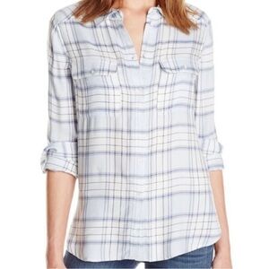 Paige Light Blue Mya Plaid Button Down Shirt